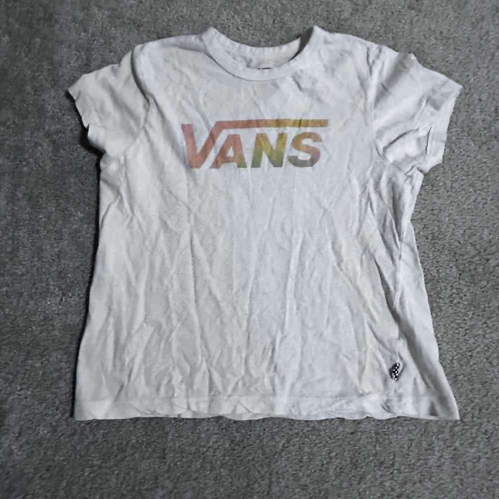 Vans Kids White Tee with Multicolor Logo